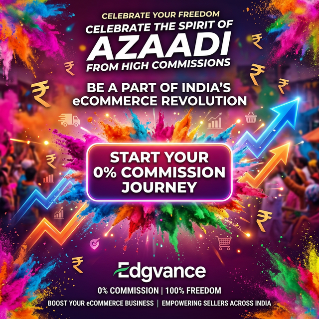 Strong call to action button for Edgvance launch as a zero commission ecommerce platform for Indian sellers.