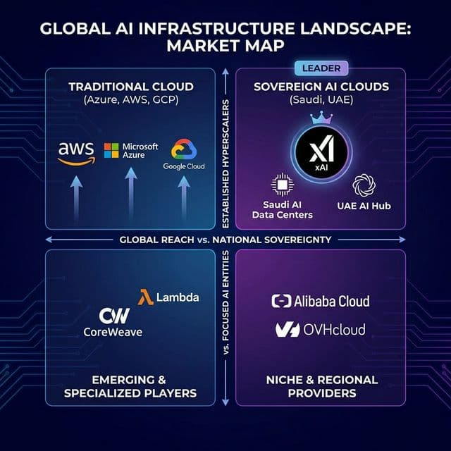 AI infrastructure competitive landscape Microsoft Azure Google Cloud AWS versus sovereign AI Middle East positioning