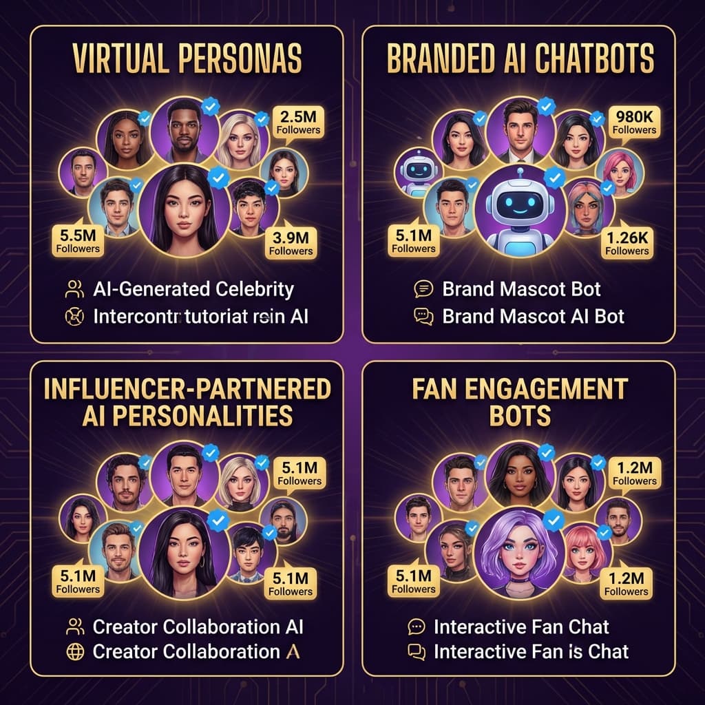 Celebrity and influencer AI companion examples virtual personas branded chatbots