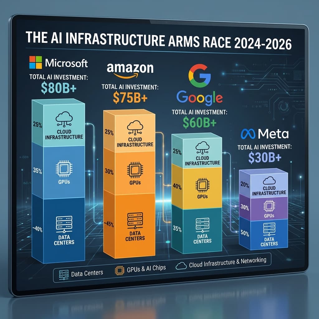 AI infrastructure arms race comparison Meta Microsoft Google Amazon data center investments 2026