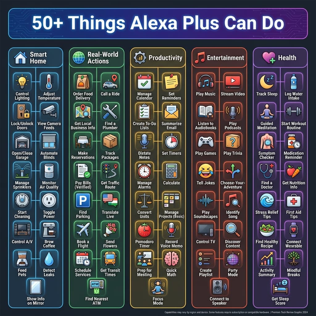 Amazon newest AI 50 capabilities infographic showing all features and use cases 2026