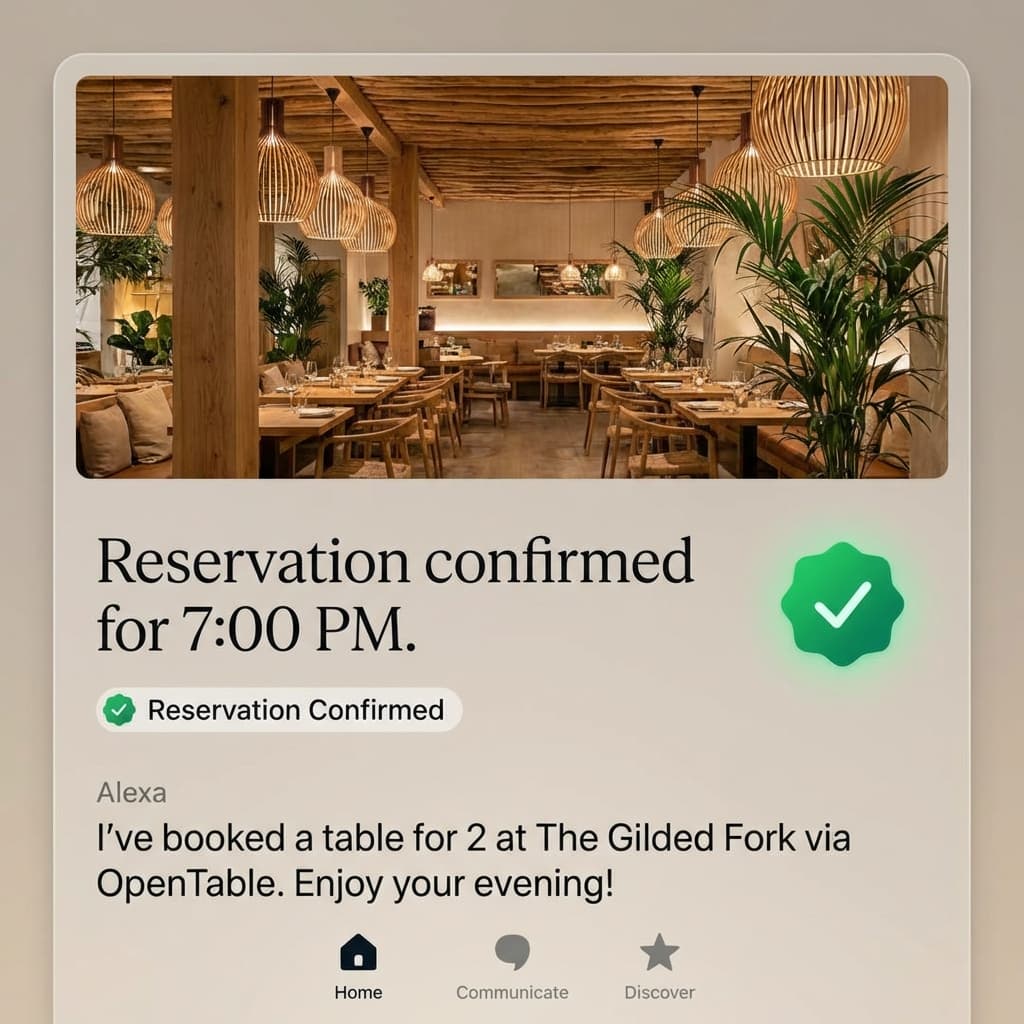 New AI assistant booking restaurant reservation through OpenTable integration screenshot