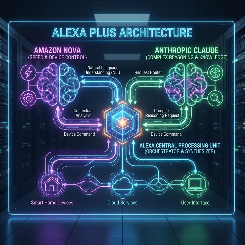 Amazon AI assistant technical architecture diagram Nova and Anthropic 2026