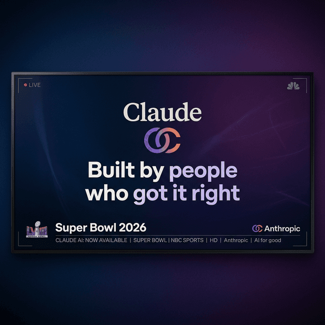 Anthropic Super Bowl ad 2026 screenshot Claude AI tagline built by people who got it right attacking OpenAI safety