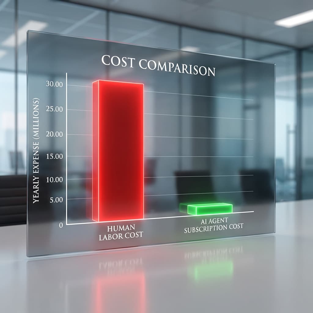 Human labor cost vs AI Agent automation cost comparison chart 2026