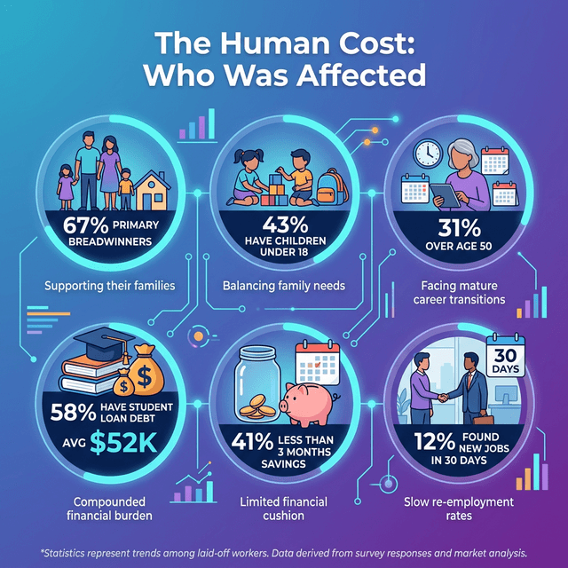 Demographics affected Block workers age family status financial impact showing scale of AI job displacement human cost