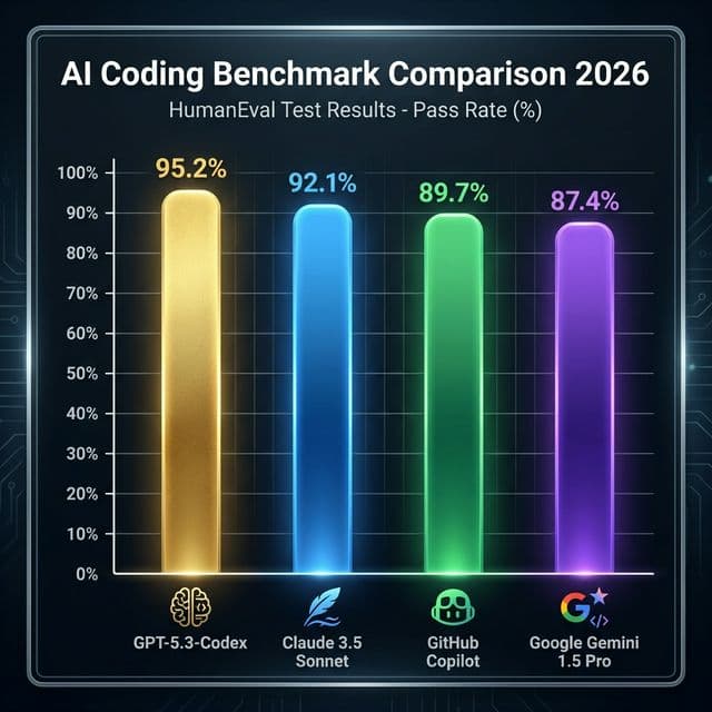AI coding benchmark comparison GPT-5.3-Codex vs Claude Code vs GitHub Copilot performance 2026