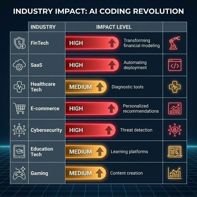 Business impact matrix showing which industries most affected by GPT-5.3-Codex AI coding capabilities