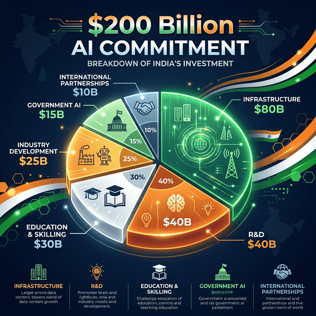India 200 billion dollar AI investment breakdown infrastructure data centers education talent R&D development 2026