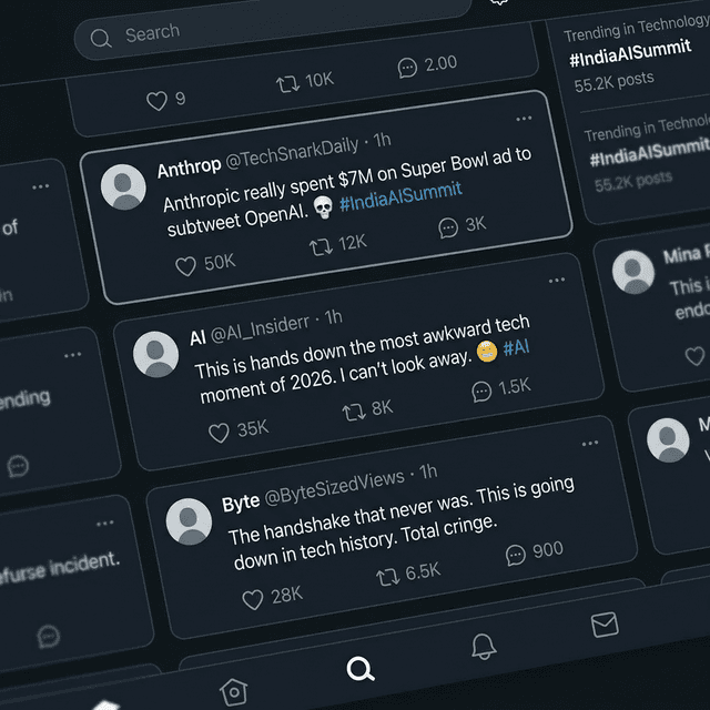 Social media reactions to India AI Summit 2026 viral hand-holding refusal Sam Altman Dario Amodei tweets memes