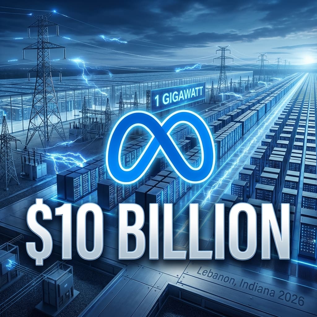 Meta 10 billion dollar AI data center Indiana 1 gigawatt power 2026 announcement