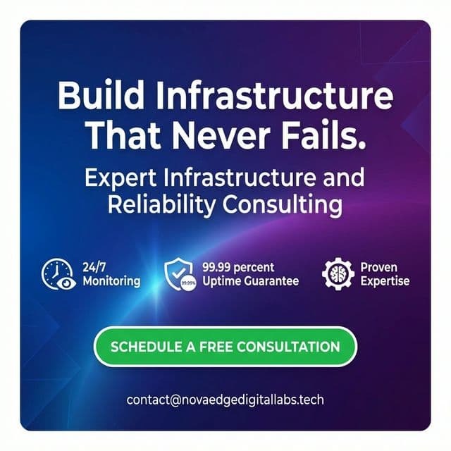 NovaEdge Digital Labs consultation call to action banner promoting infrastructure reliability consulting services