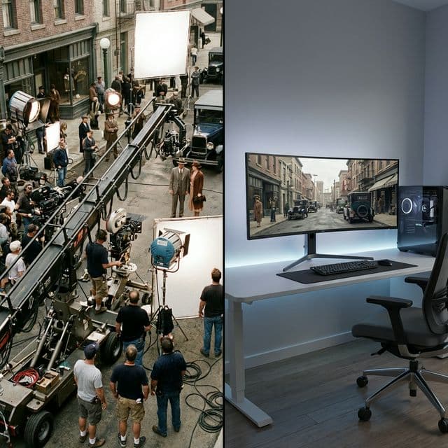 Seedance 2.0 AI video quality comparison versus traditional Hollywood film production showing equivalent visual fidelity