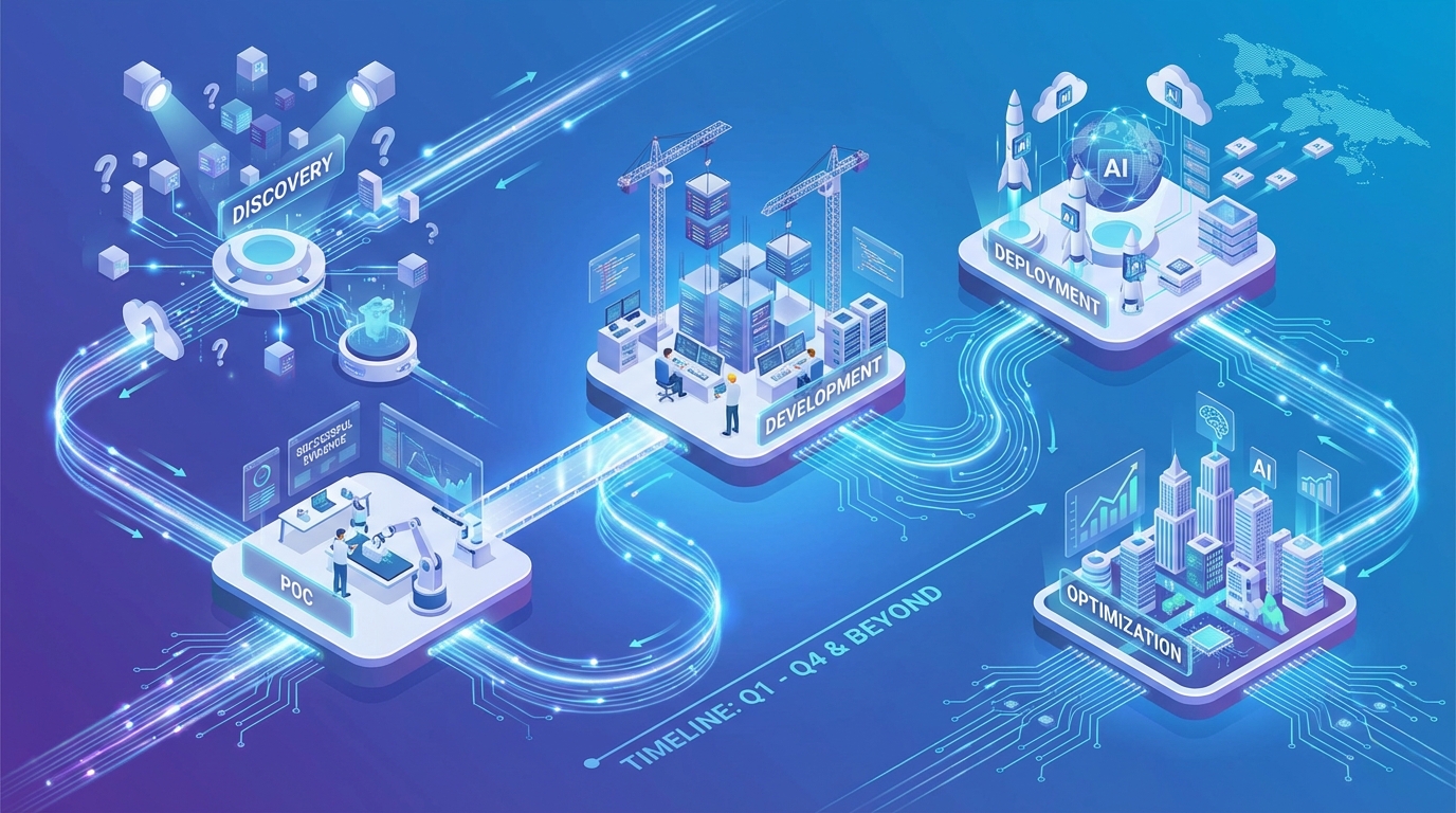 Visual roadmap showing 5 phases of AI implementation