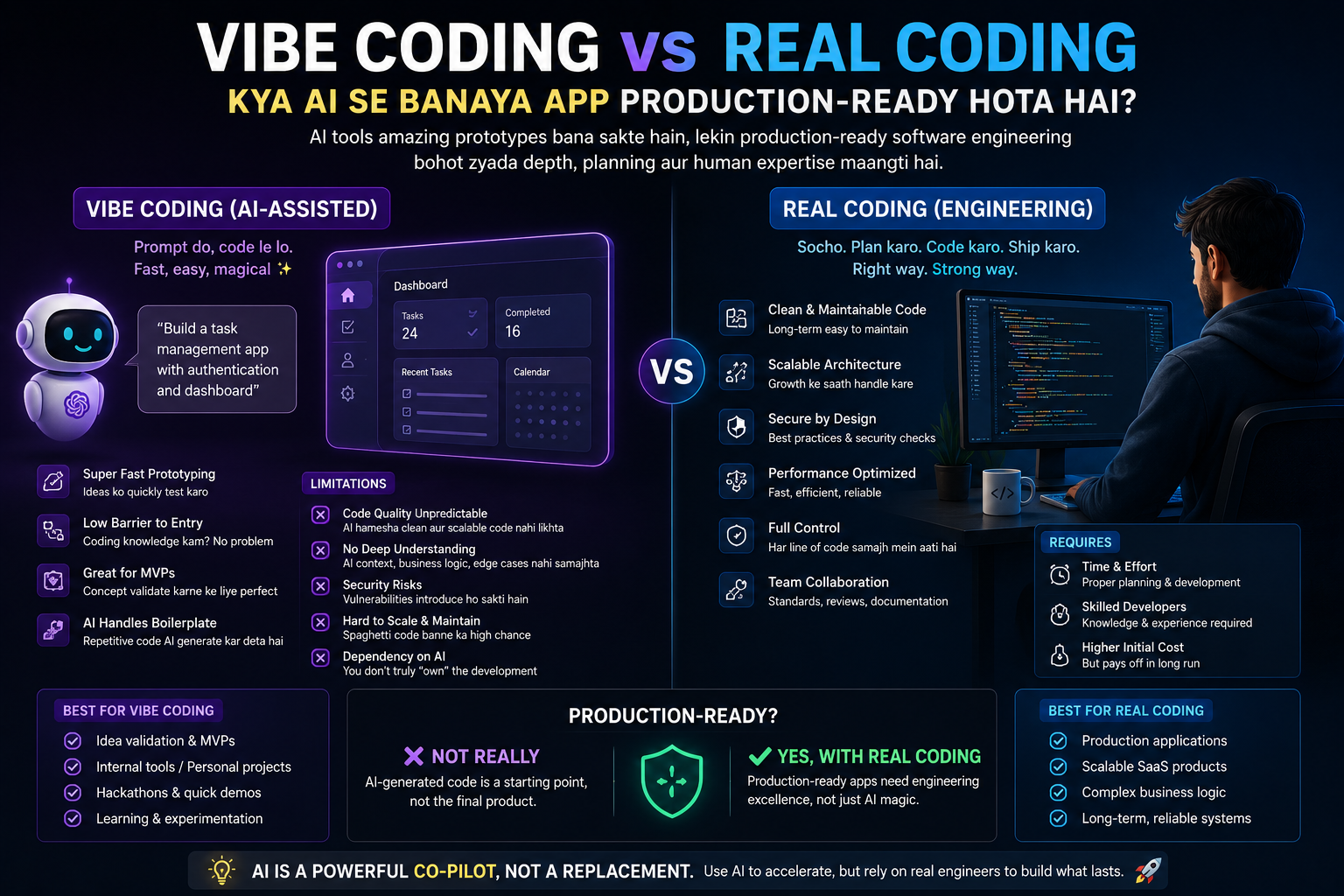 Vibe Coding vs Real Coding: Kya AI Se Banaya App Production-Ready Hota Hai?